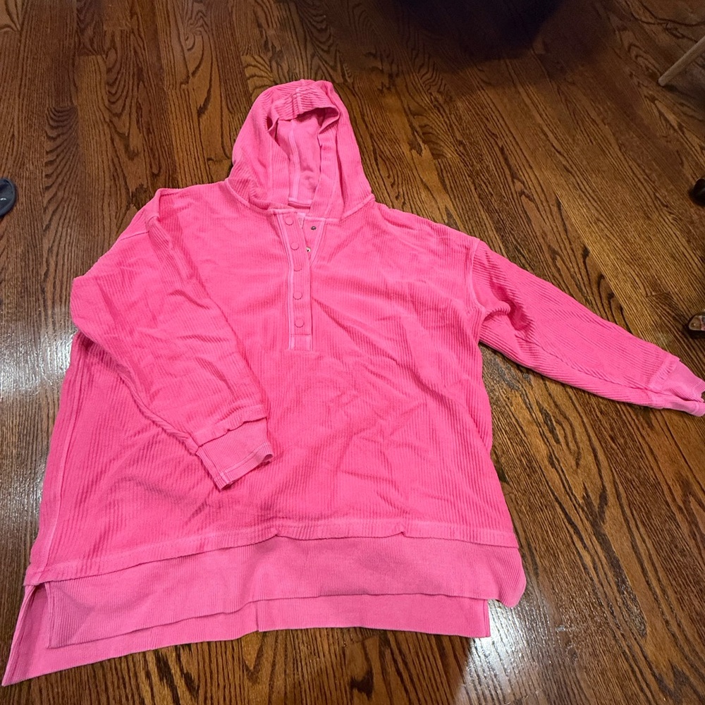 Aerie Pink Button Down Hoodie